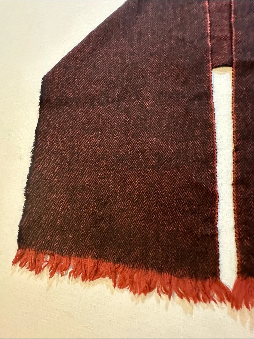 Pierre Cardin 100% Wool Burgundy Herringbone Scarf